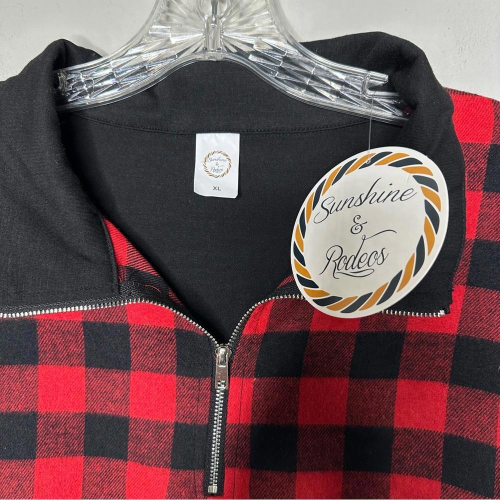 Buffalo Plaid Front zip long sleeve top X-Large - Picture 3 of 6